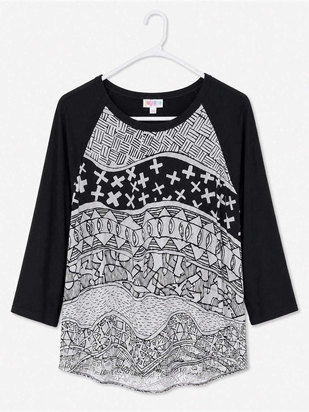 LuLaRoe Black and White Long Sleeve Raglan Tee